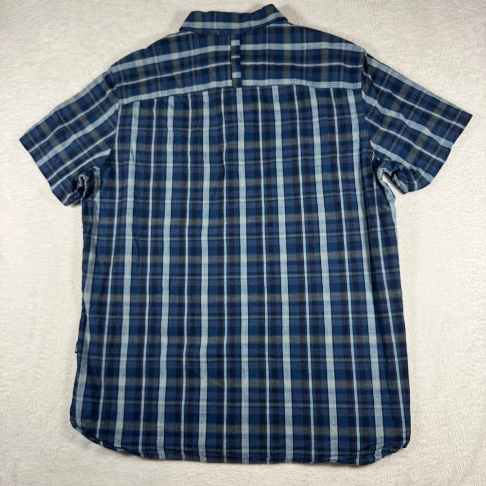 The North Face Button Up Shirt Mens M Blue Plaid Short Sleeve‎ Pocket